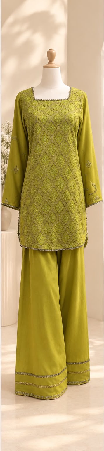 Royal Bloom Embroidered 2-Piece Suit