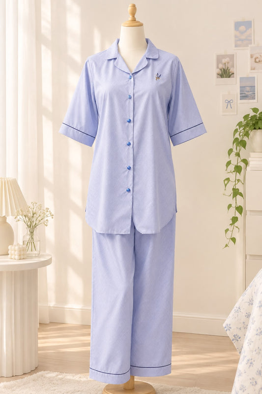 Soft Blue Classic Pajama Set