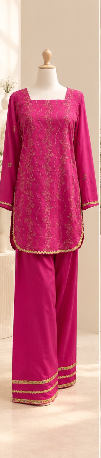 Royal Bloom Embroidered 2-Piece Suit